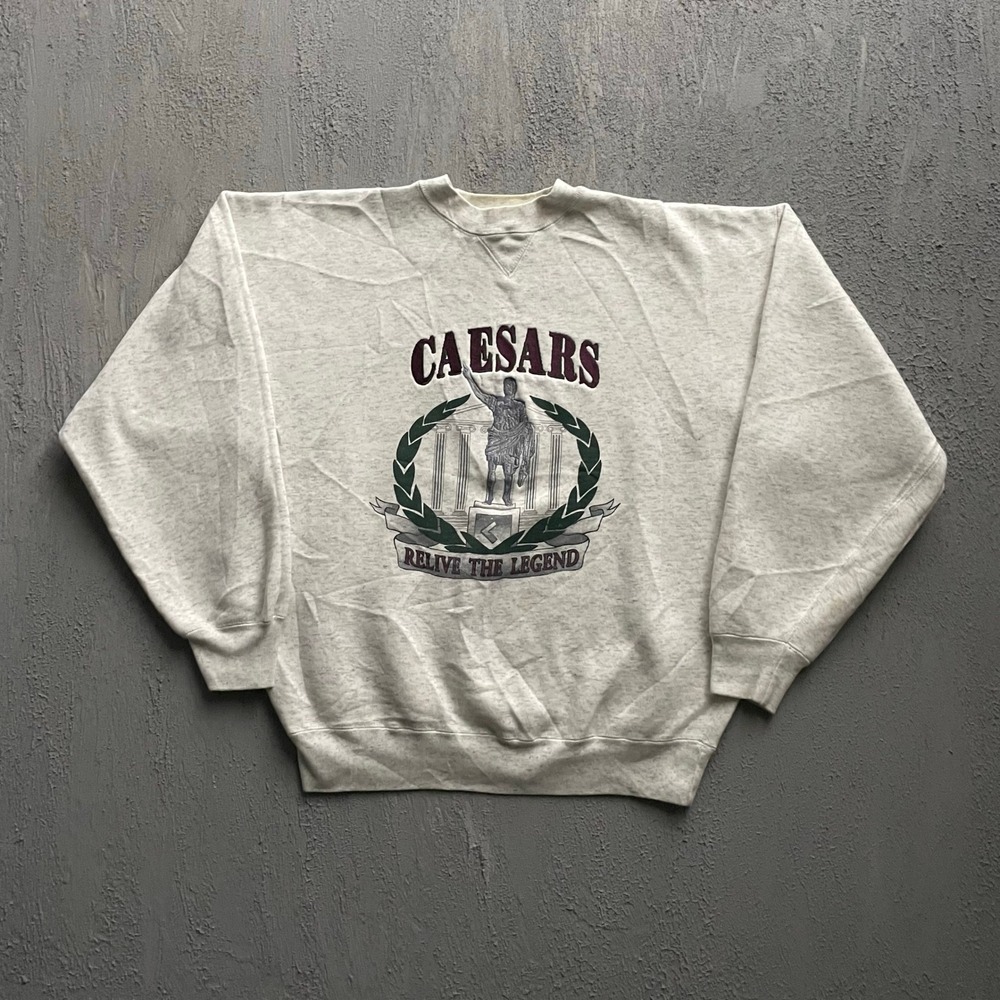Vintage Caesars Relive The Legend Sweatshirt Men Large Grey 90s Caesars Palace